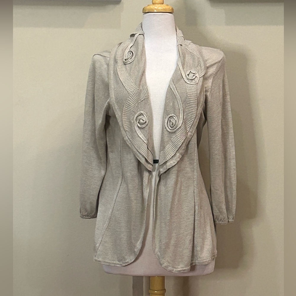 Alfani | NWT Size Large Tan Linen Blend Cardigan Sweater